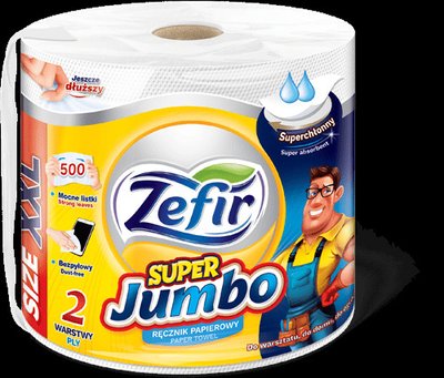 Рушники кухонні паперові Zefir Super JUMBO 2 шари 100м 590739 фото