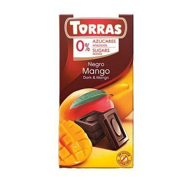 Шоколад TORRAS 532 черный без сахара без глютена из манго 52%, 75 г 006301 фото