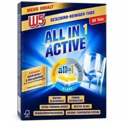 Таблетки для посудомийної машини W5 All in 1 60 шт 915416 фото