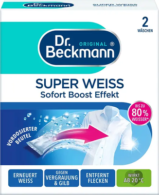 Отбеливатель для вещей Dr.Beckmann Super Weiss 2х40г 004174 фото