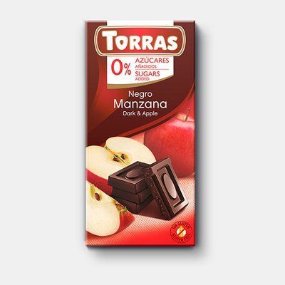 Чорний шоколад з яблуком без цукру 526 Torras 75 г 001479 фото