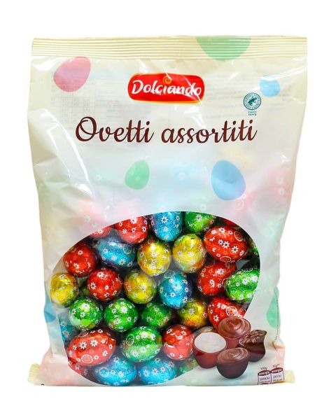 Шоколадні яйця з начинкою асорті Dolciando Ovetti Assortiti, 850 г 066039 фото