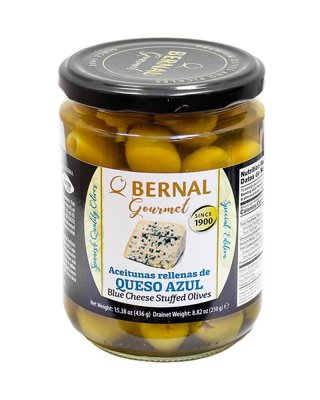 Оливки фаршировані сиром з блакитною пліснявою Bernal Gourmet Aceitunas Rellenas de Queso Azul, 436 г 428391 фото