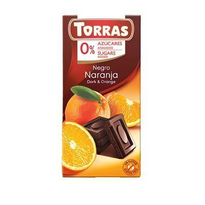 Черный Torras 533 шоколад с апельсином без сахара и без глютена 75 г 907155 фото