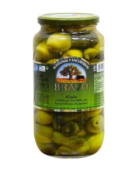 Оливки-гіганти з огірком Bravo Kimbo (Aceitunas Gordales rellenas de pepinillos), 1000 г 000855 фото