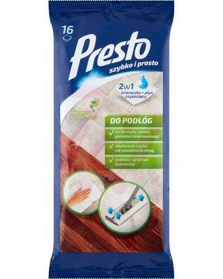 Вологі серветки для підлоги Presto 16 шт 016823 фото