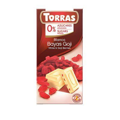 Шоколад белый с ягодами годжи без сахара 569 Torras 75г 907147 фото