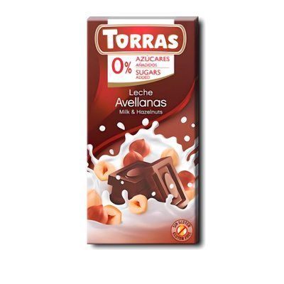 Шоколад молочний TORRAS 562 без цукру, без глютену з фундуком 34%, 75 г 005625 фото