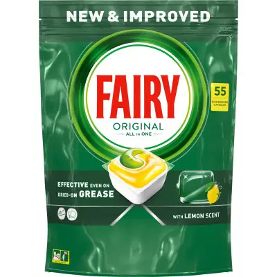 Капсулы для посудомоечных машин Fairy Original All in One Lemon 55 шт 726914 фото