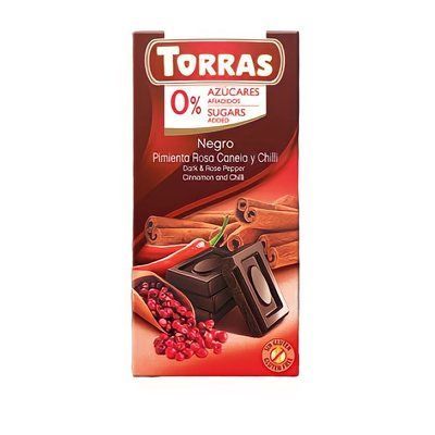 Шоколад без сахара 527 Torras с розовым перцем, корицей и перцем Чили 75г 907151 фото