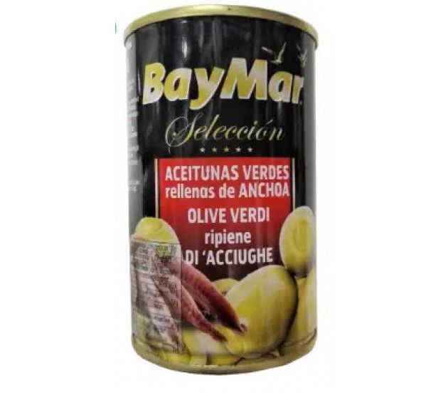 Оливки зелені BayMar Aceitunas Seleccion з анчоусом, 300г 375059 фото